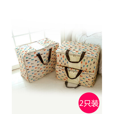 

Kiss Fuju storage bag thick Oxford cloth can be portable finishing bag cotton quilt travel woven bag moving storage bag finishing bag beige puppy large 2 Pack