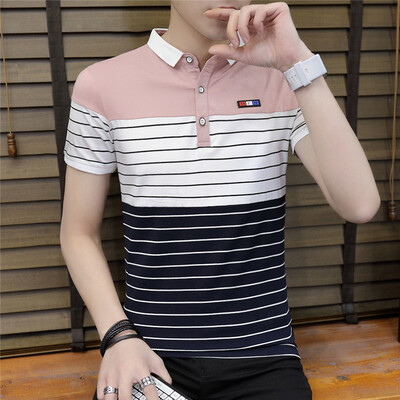 

DaMaiZhang Brand Mens Stripe Polo Shirt Business Casual Clothing Polos Tshirt Short Sleeve breathable Top Tee for Men