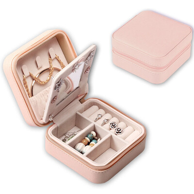 

yuppie leather portable jewelry box jewelry box wooden velvet with lock portable mirror ring earrings necklace gift small jewelry