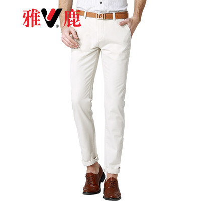 

Yalu casual pants mens business casual solid color wild trousers mens youth Slim comfortable straight casual pants mens clothing BS-8551106 beige 33