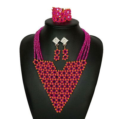 

Orange Dubai Crystal Necklace African Wedding Beads Jewelry Sets Nigerian Bridal Costume Wedding Statement Necklace Free Shipping