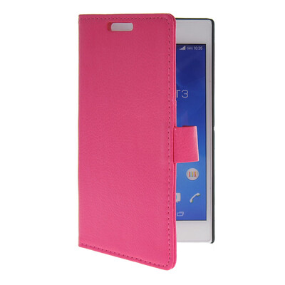 

MOONCASE Slim Leather Flip Wallet Card Pouch with Kickstand Shell Back ЧЕХОЛ ДЛЯ Sony Xperia T3 Hot pink
