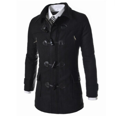 

Zogaa New Men's Woolen Overcoat Slim Horn Button