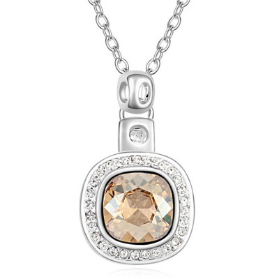 

High Quality Square Pendant Necklace Crystal from Swa Elements Women Jewelry White Gold Plated Accessories 17314