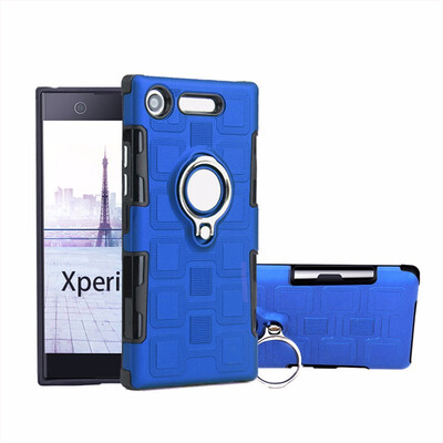 

SHS Phone Case For Sony Xperia L1XA1XA1 UltraXZ1 Luxury Armor Ring Bracket Silicon TPU Lattice texture Protection