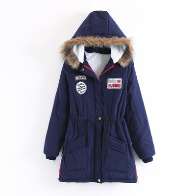 

Plus Size Thick Cotton Warm Jacket Womens Outwear Parkas Female Womens Winter Jacket Coat Fur Collar Hooded Coat