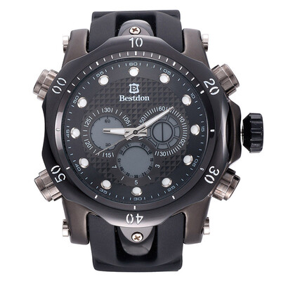 

BESTDON BD5515G Mens Quartz & LED Electronics Dual Time Display Wrist Watch Black