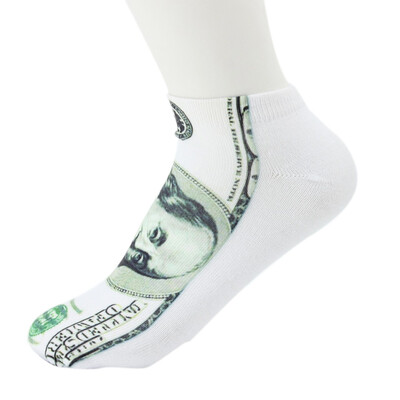 

3D Printed Unisex Mens Womens Harajuku Cute Low Cut Ankle Socks Dollar