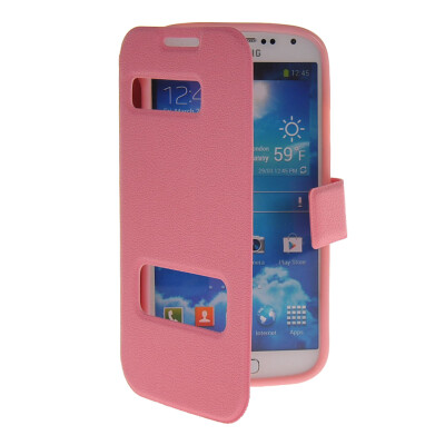 

MOONCASE View Window Leather Side Flip Pouch Stand Shell Back ЧЕХОЛ ДЛЯ Samsung Galaxy S4 I9500 Pink