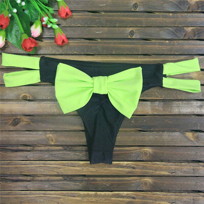 

Sexy Big Bowknot Patchwork Thong Bikini Bottom T-Back Women Swimsuit String Beachwear Swimwear Female Bathing Suit