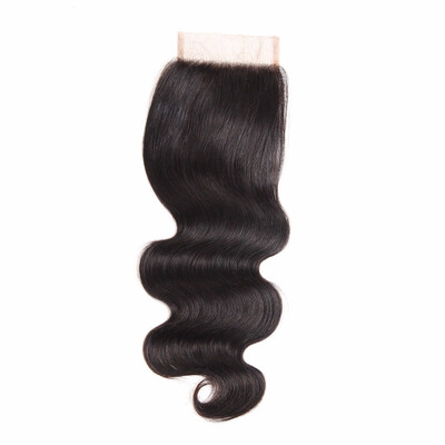 

HCDIVA Lace Closure Body Free Middle Three Part Lace Closure Brazilian Virgin Human Hair Natural Black