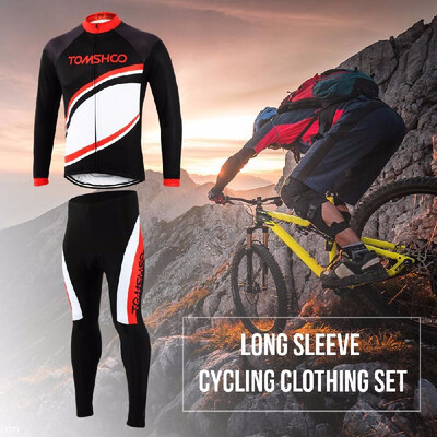 

Romacci TOMSHOO Spring Autumn Men Cycling Clothing Set Sportswear Road Mountain Bicycle Bike Outdoor Full Zip Long Sleeve Cycling