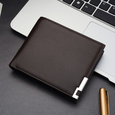 

New Fashion Mens Casual Toothpick Iron Edge PU Short Wallets Purse Money Clips