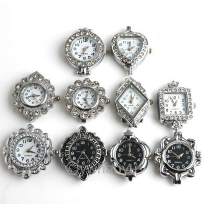 

10 NEW Assorted Silver Tone Quartz Watch Faces P1313