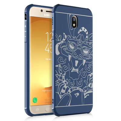 

Goowiiz Phone Case For Samsung Galaxy J7 2017 J7Pro Carved Dragon Thin Matte soft Silicone Prevent falling