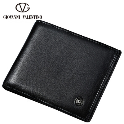 

Zhuo Fanni Valentino Mens Wallet Top Layer Leather Short Wallet Mens Cross-Clip Wallet Wallet Multifunction Business Wallet 721572310JX Black
