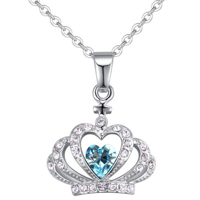 

Heart Crown Necklace Pendant Crystal from Swa Elements Women Vintage Fashion Jewelry Female Ladies Bride Accessories 28523