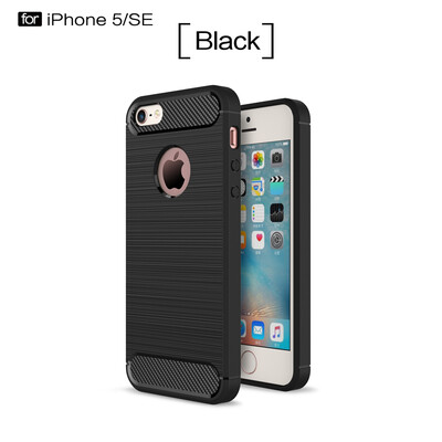 

Goowiiz Phone Case For Iphone 55sSe Fashion Slim Carbon Fiber TPU Soft Silicone Prevent falling