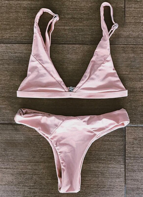 

2018 Women Bikini Set Solid Triangle Cups Solid Leopard Padded Push Up Low Waist Sexy Two Piece Swimsuit