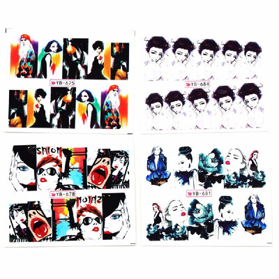 

10pcs Nail Art Slider Full Wraps Water Transfer Nail Art Stickers DIY Cool Girl Designs Manicure Decal Styling