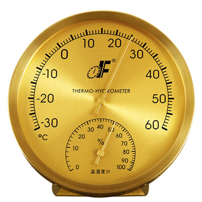 

Telford DF DF5 fine copper household thermometer indoor&outdoor wet&dry meter living room office warehouse workshop greenhouse temperature&humidity meter metal copper material shell thermometer desktop wall hanging