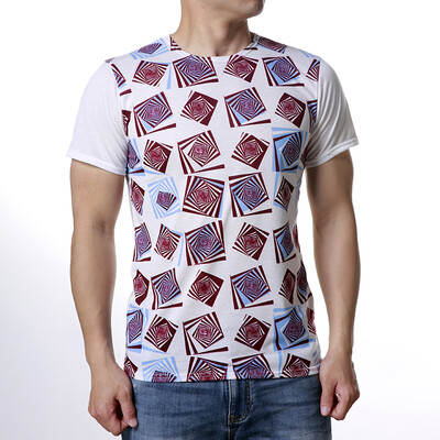 

Mens Geometric Shape Contrast Color O-Neck T-Shirts