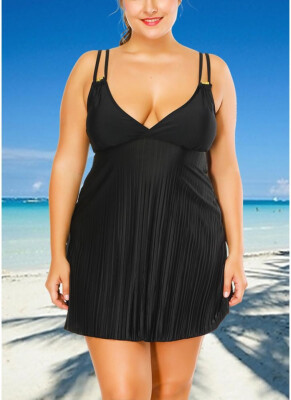 

2018 Plus Size Spaghetti Strap V Neck Sleeveless Tankini Set