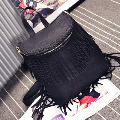 

New fringed women handbag large backpack PU leather shoulder bag Korean tidal student backpack bag female college backpack