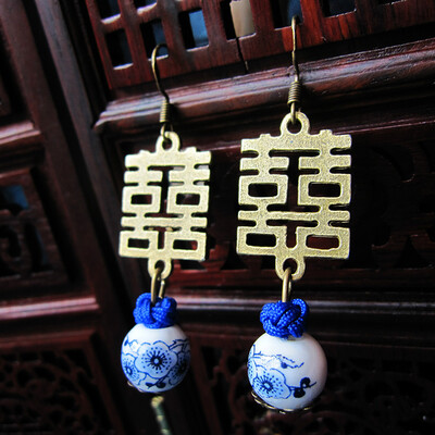 

Hot style Chinese wind earrings with a fine selection of attractive original personality creative ceramic earrings accessories