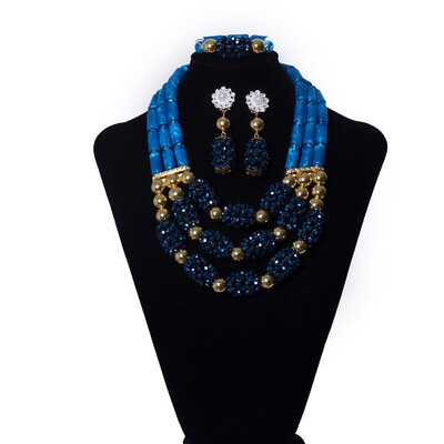 

3 Rows Red Imitation Coral Beads African Jewelry Set Nigerian Wedding Bridal Beads African Crystal Beads Jewelry Set Necklace