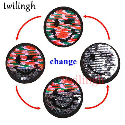 

twilingh Patches 1pc Reversible Change Sequins Patches Skull Star Heart DIY Sew On Patches For Clothes Applique Decoration