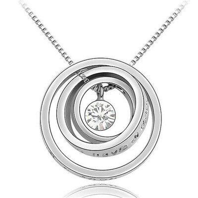 

Mothers Day Gift Concentric Circles Crystal Pendant Necklace Made with Crystal from Austrian Elements for Women 25542