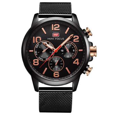 

MINI FOCUS Male Watches Business Watch Quartz Watches Japanese Movement Noctilucent Waterproof Fake Three Eyes 0001G