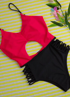 

2018 Women One Piece Bikini Color Splice Monokini Swimsuits