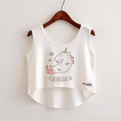 

Women Crop Top Sleeveless Print Summer Casual Top Women Short t-shirt Vest Tank Tops