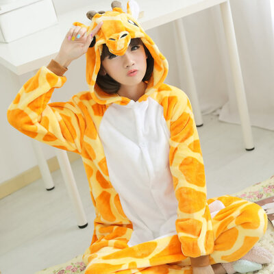 

Flannel Cartoon Animal Siamese Pajamas Winter Home Clothes Cosplay Costume -Fawn