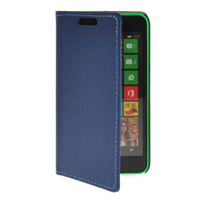 

MOONCASE Slim Leather Flip Wallet Card Pouch with Kickstand Shell Back Case Cover for Nokia Lumia 630 Blue