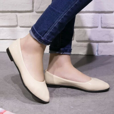 

Women Pointy Toe Shoes Faux Leather Candy Color Casual Flat Ballet Dress Loafer