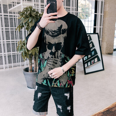 

Damaizhang Brand Summer Loose Men T-shirt Hip Pop 3D Printed Smoker T-shirt Fashion Cotton White Short Sleeve Shirt