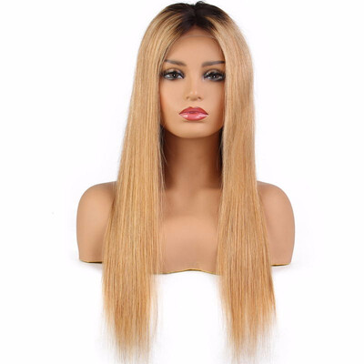 

9A Lace Front Human Hair Wigs Ombre T1BYellow Straight Brazilian Virgin Hair Wigs with Baby Hair 130 Density Lace Wigs For Women