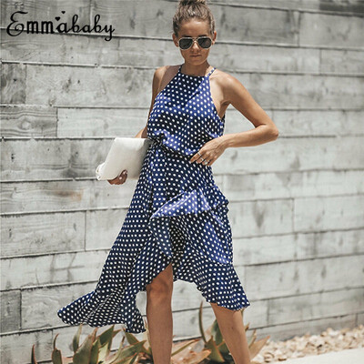 

Women Long Maxi Wrap Dress Polka Dot V-Neck Evening Party Cocktail Beach Dresses