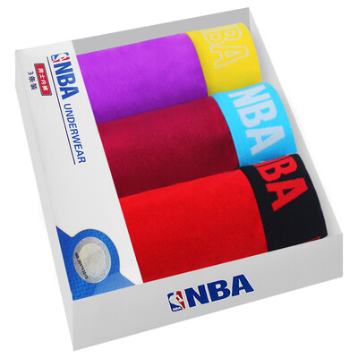 

NBA мужские трусы боксер белье удобный хлопок белье печататься Broadside пункт 3 Подарочная коробка M