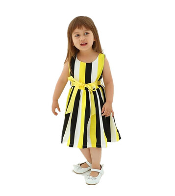 

DAWILS Girls Dress Yellow Black White Black Red White Stripe Summer Sleeveless Dresses