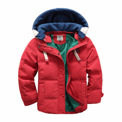 

children Down & Parkas 4-10T winter kids outerwear boys casual warm hooded jacket for boys solid boys warm coats