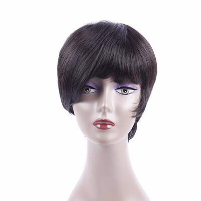 

Brazilian Human Hair Wigs For Black Women Short Fashion Style Wigs 1B99J or Natural Color Bob Wigs with Non Lace