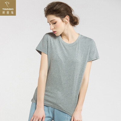 

Filament bird TINSINO womens bottoming shirt comfortable&breathable slim round neck T-shirt female models WHY90421 flower gray
