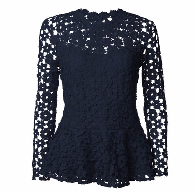 

New Fashion Women Sexy Autumn Lace Top Long Sleeve Casual Blouse Plus Size