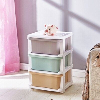 

Ai Laiya AILYA household plastic drawer storage cabinet storage box childrens toys clothing finishing lockers with wheels three layers