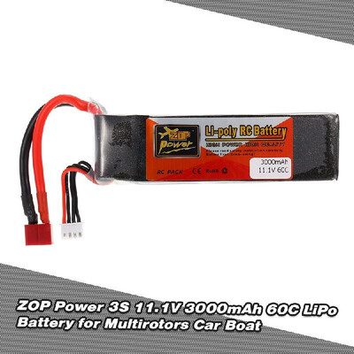 

ZOP Power 3S 111V 3000mAh 60C High Rate T Plug LiPo Battery for F330 350 450 FPV Quadcopter RC Car Boat