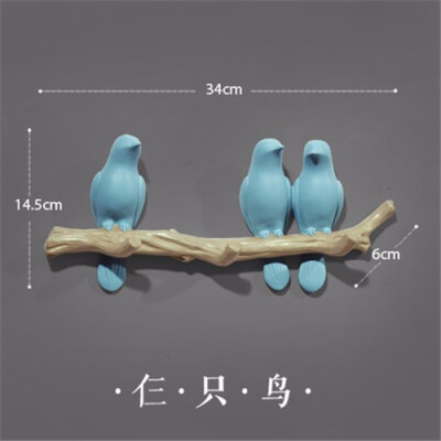 

European pastoral resin birds decoration frame crafts stereo birds hook porch door wall decorations coat hook key holder